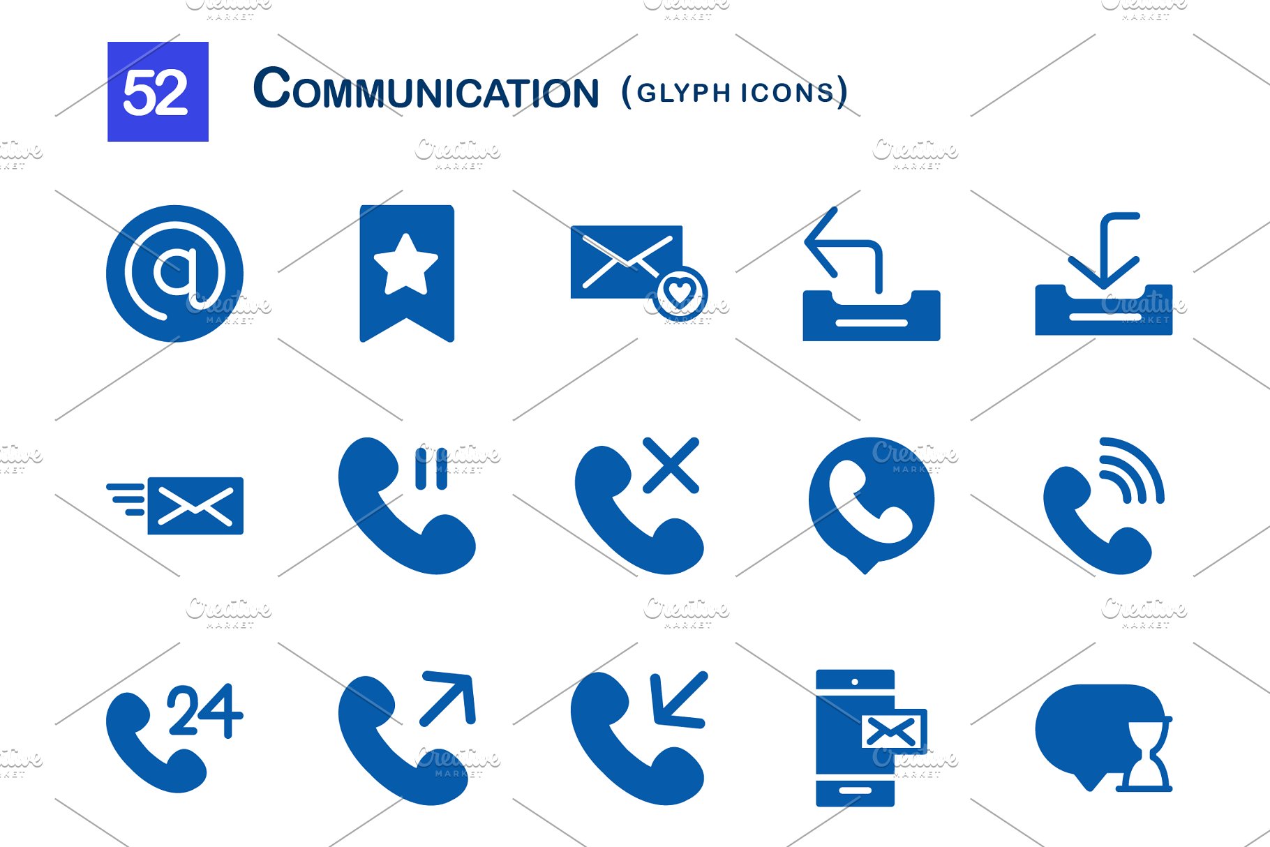 52个通信符号图标 52 communication glyph icons