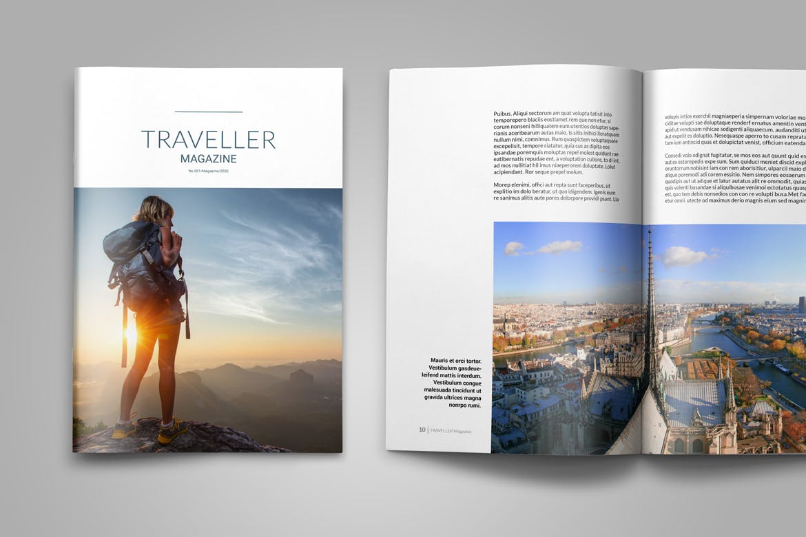 旅行者旅游主题杂志版式设计模板indesignmagazinetemplate