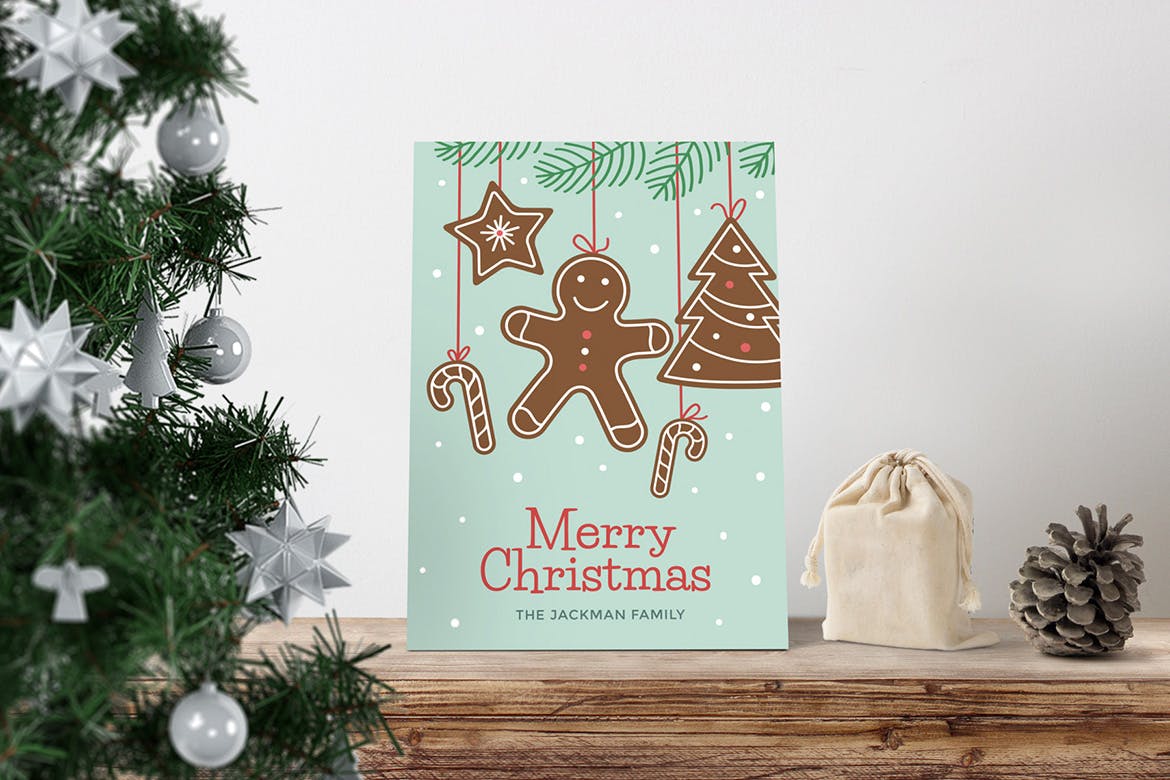 三款简约手绘图案圣诞节贺卡设计模板v2 christmas cards collection