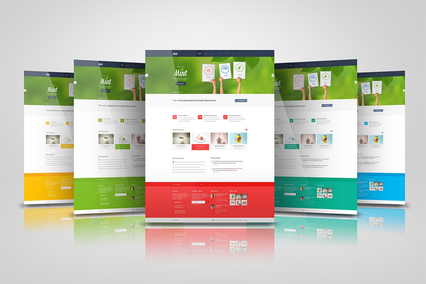 网站/网页设计效果图样机模板素材 web pages presentation mock up