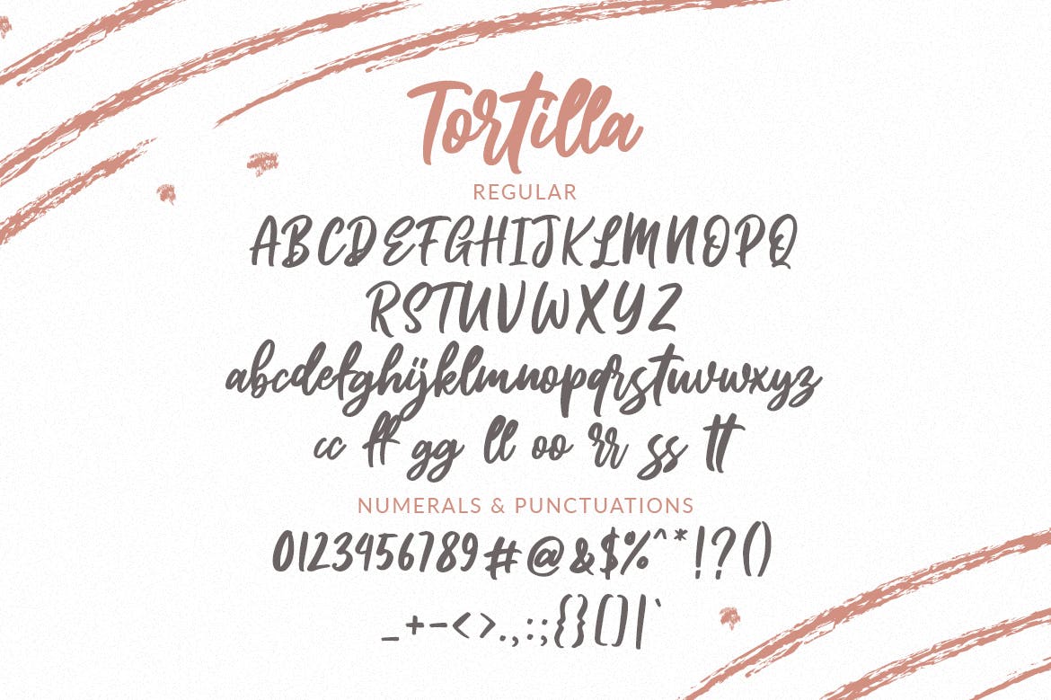 流畅笔画英文书法笔刷字体下载 tortilla – handwritten font
