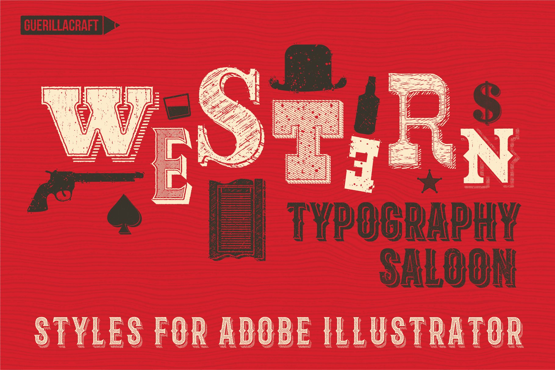 复古西部牛仔电影风格AI图层样式 Western Typography Saloon插图