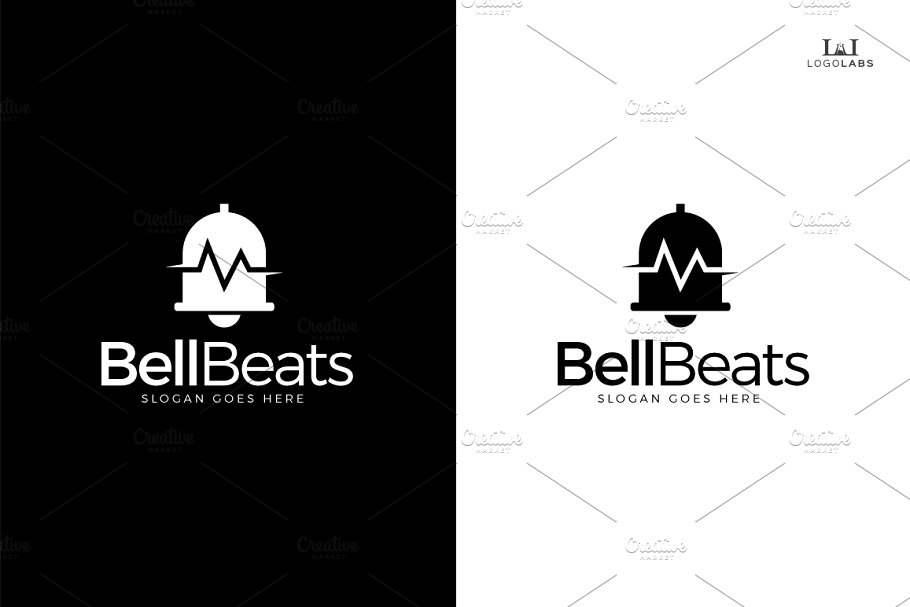 电子铃铛图形Logo模板 Bell Beats Logo插图1