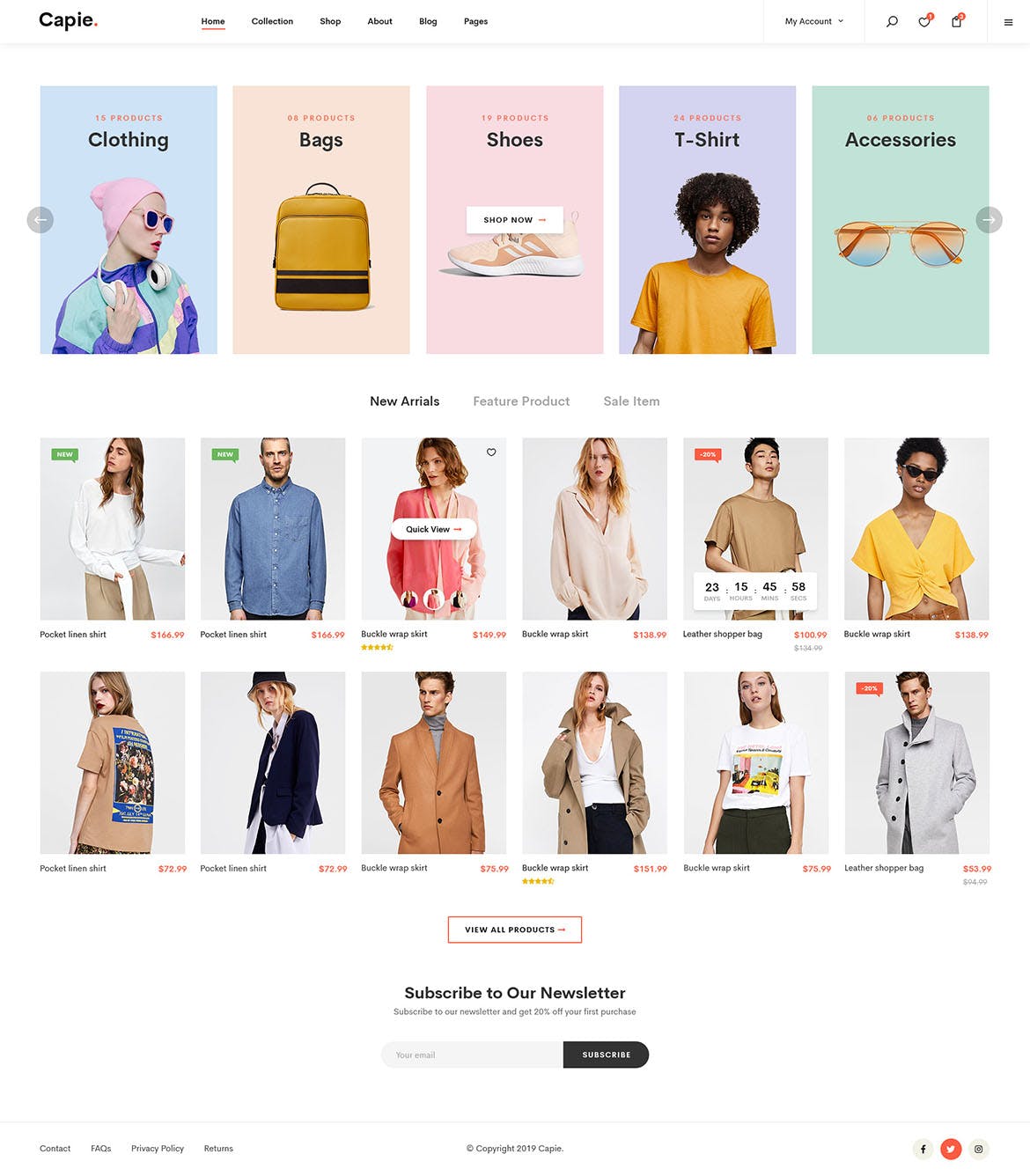 简约时尚设计风格电商网站设计PSD模板 Capie | Minimalist eCommerce PSD Template插图(4)