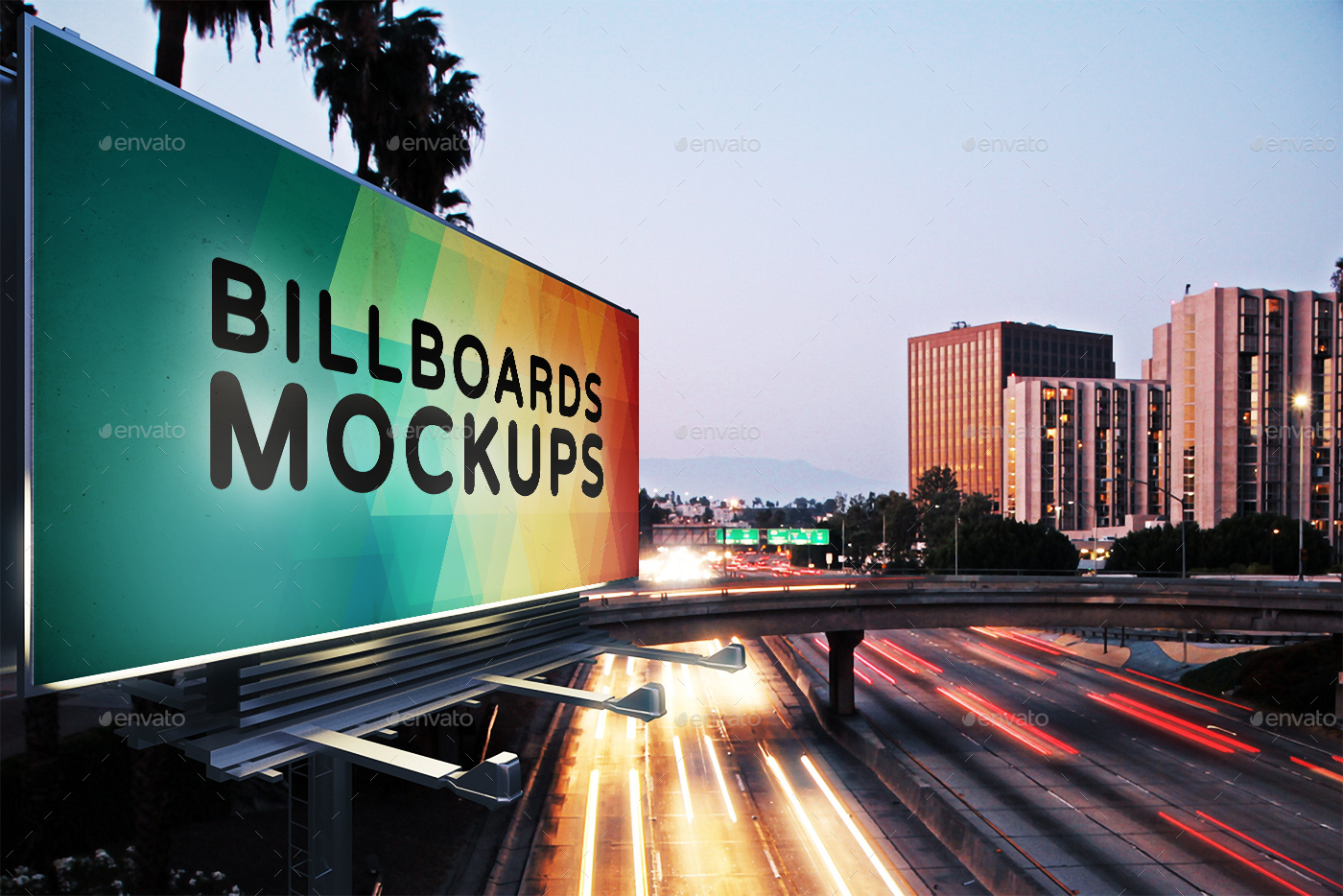 夜间广告牌展示样机模版 Billboards Mockups at Night Vol.1插图(11)