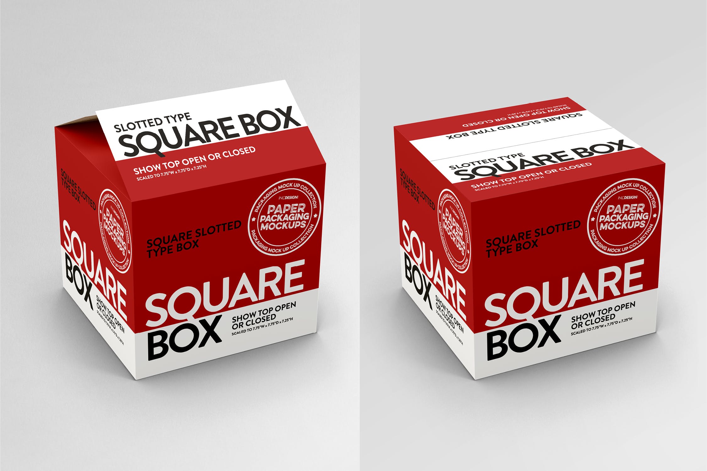 方形开槽纸盒包装设计效果图样机 Square Slotted-Type Paper Box Packaging Mockup插图1