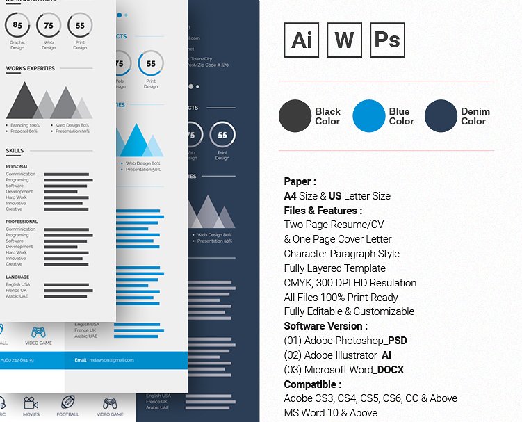高端创意信息图表简历模板 Clean Infographic Resume/CV插图8