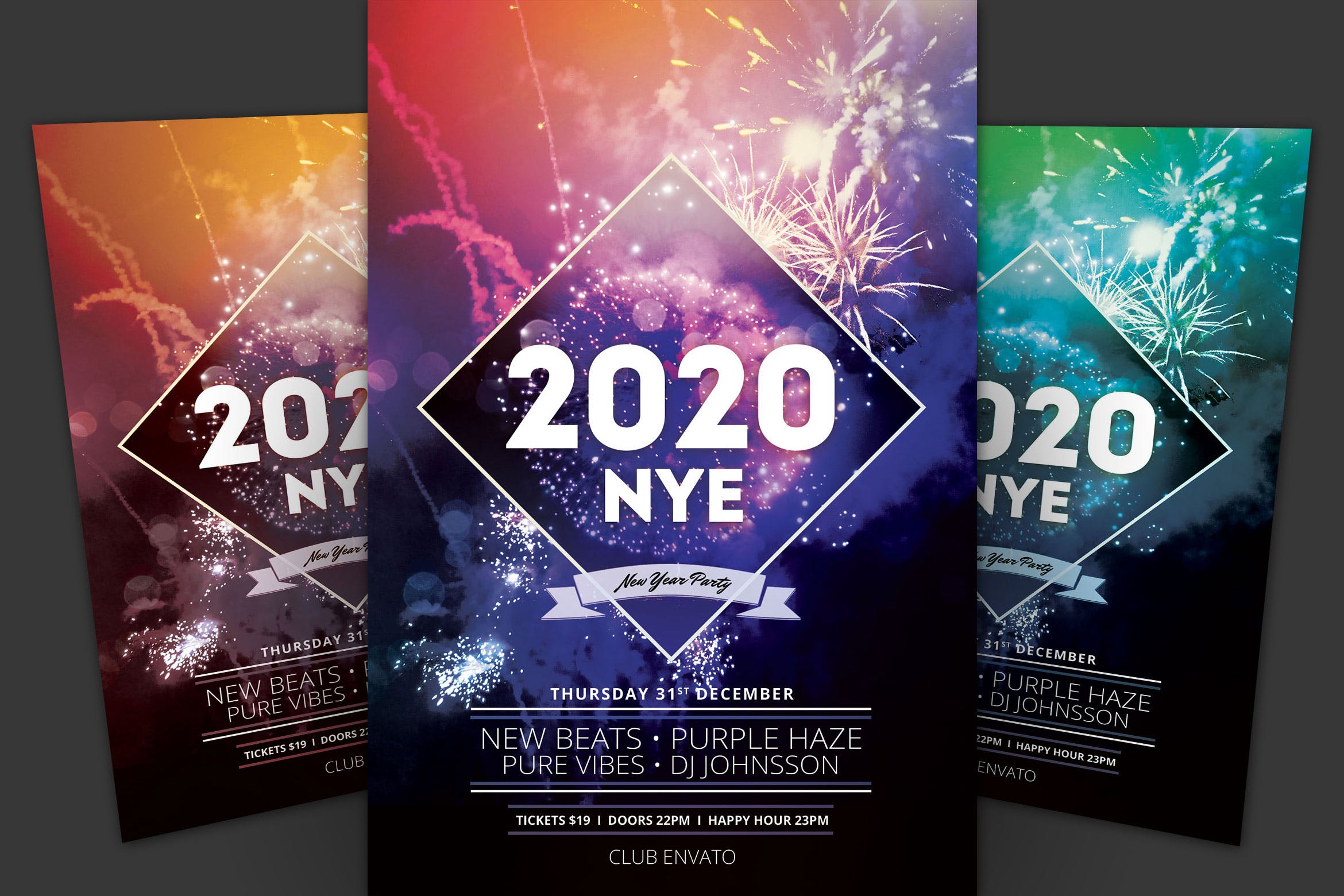 2020年新年倒数活动海报传单设计模板 New Year Flyer插图