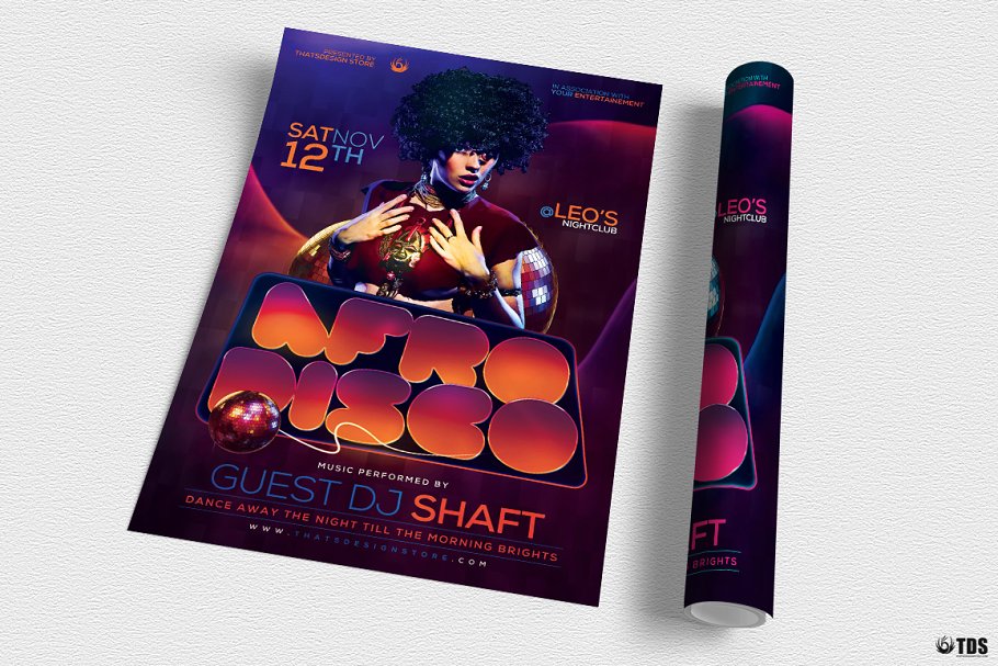 迪斯科音乐舞会派对传单模板 Afro Disco Flyer PSD插图(2)