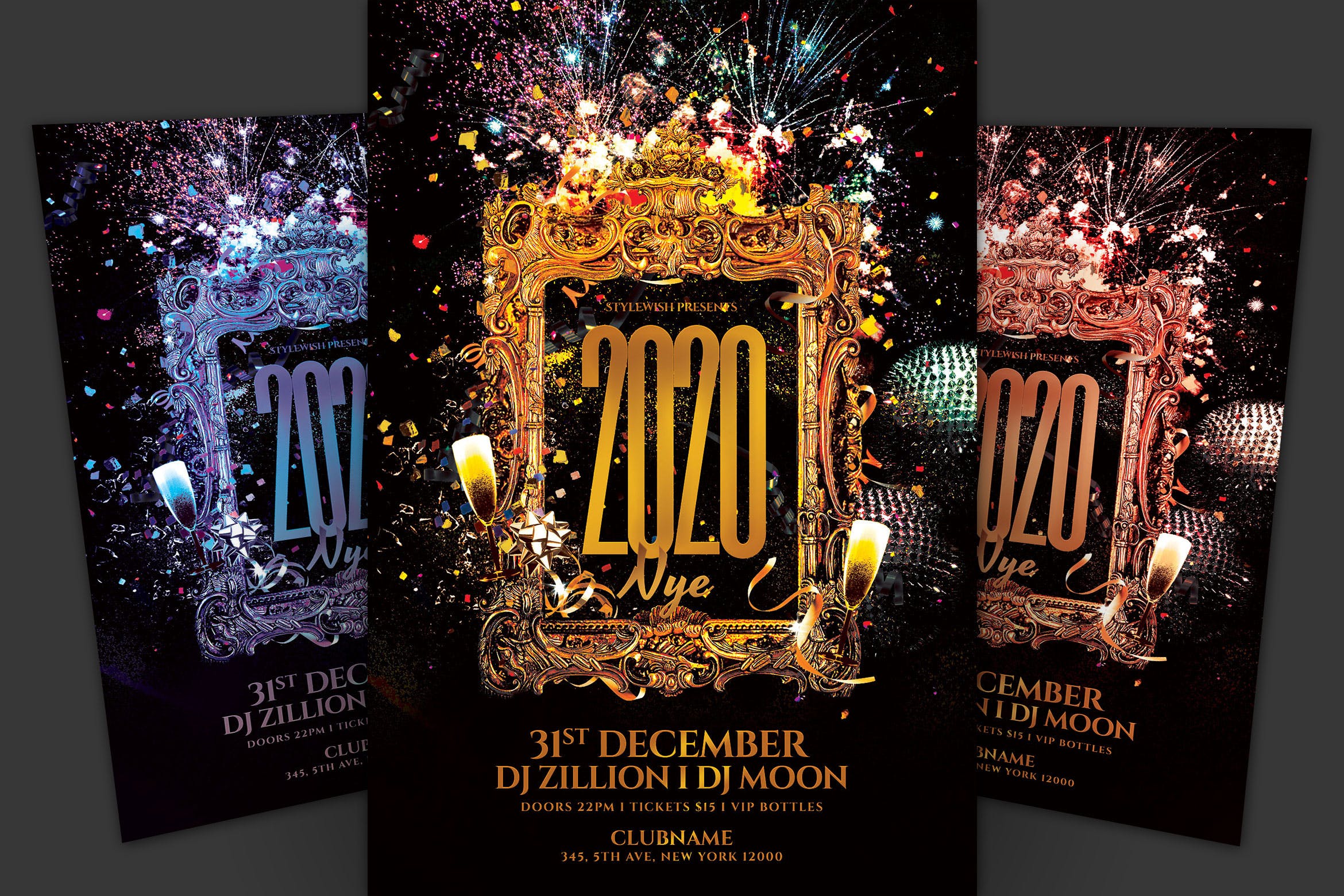 极度奢华风格2020新年庆祝活动海报传单设计模板 New Year Flyer插图