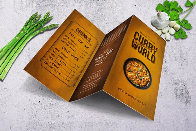咖喱美食复古餐饮菜单PSD模板下载 Curry World Retro Menu Bundle插图(8)