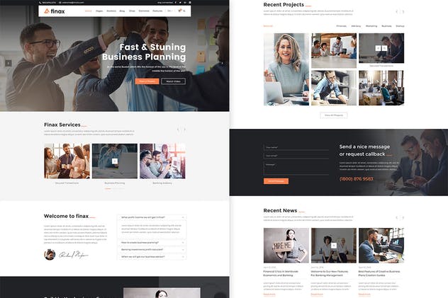 商务咨询类型企业网站PSD模板 Finax – Business Consulting PSD Template插图(2)