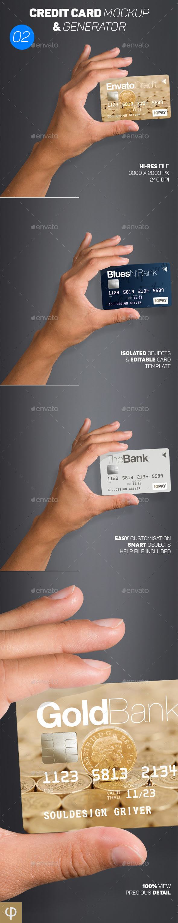 逼真的手持银行卡名片卡片样机展示模板mockups插图