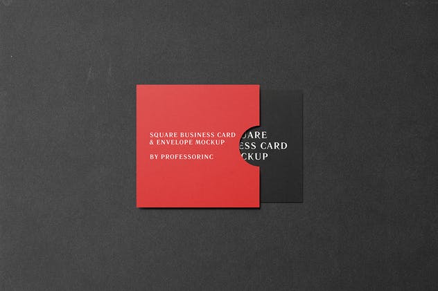 黑色方形商业名片样机模板 Square Business Card Mockup – Black Edition插图2