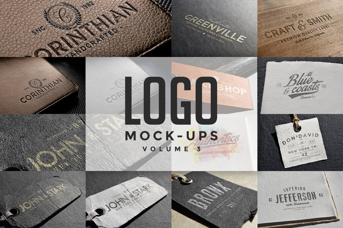 复古服饰吊牌印刷品牌Logo徽标样机套装Vol.3 Logo Mock-ups Vol.3插图