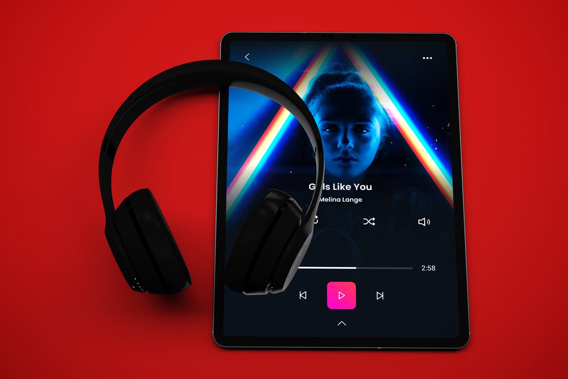 音乐APP界面设计效果图iPad Pro平板电脑样机模板 iPad Pro Music App插图(2)
