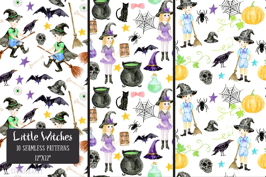水彩小女巫设计套装 Watercolor Little Witch Design Kit插图11