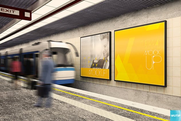 地铁海报广告牌灯箱广告牌样机模板 Subway Advertising Mockups插图3