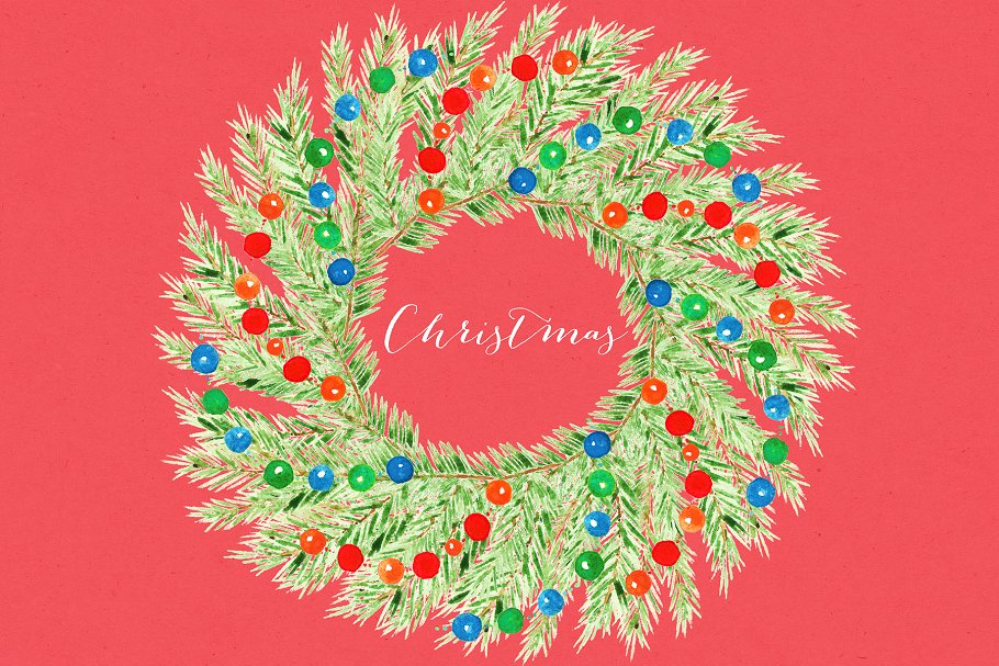 水彩手绘圣诞树剪贴画套装 Christmas tree. Watercolor Clipart插图(3)