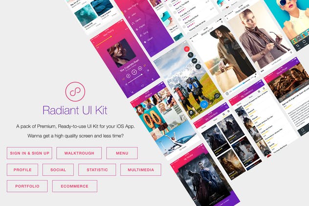 适用于XD高品质APP应用UI套件 Radiant Mobile UI Kit – 200+ for XD插图(1)