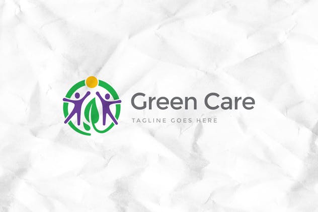 绿色护理主题创意Logo模板下载 Green Care Logo Template插图(1)