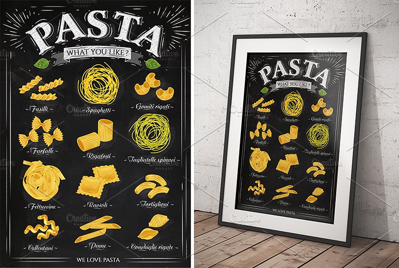 意大利面食面馆海报模板 Pasta Poster插图(2)