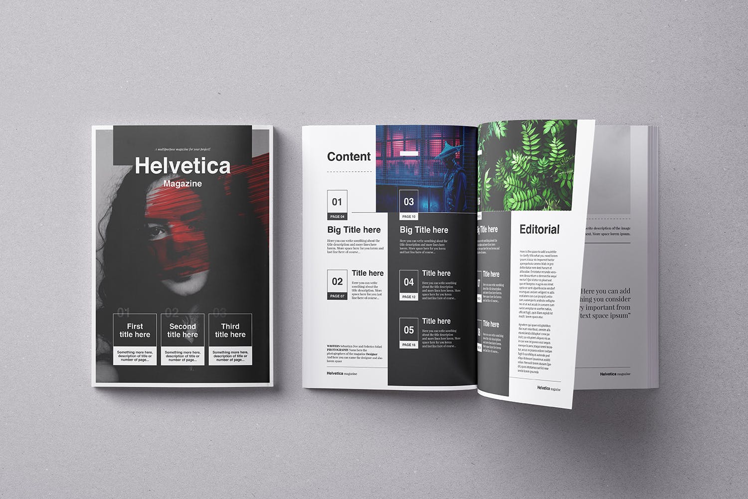 时尚行业产品评测杂志Indesign模板下载 Helvetica Magazine Indesign Template插图1