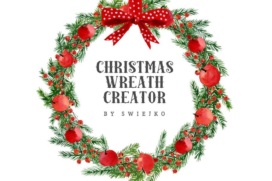 圣诞节花环装饰插画设计套装 Christmas Wreath Creator插图