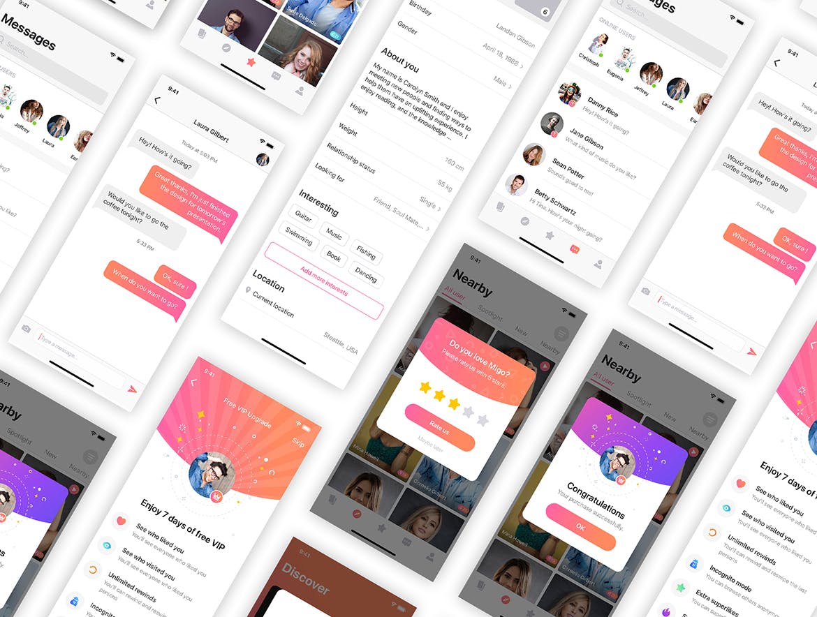 约会网上交友APP应用UI设计套件SKETCH模板 MIGO Dating UI Kit for SKETCH插图(5)