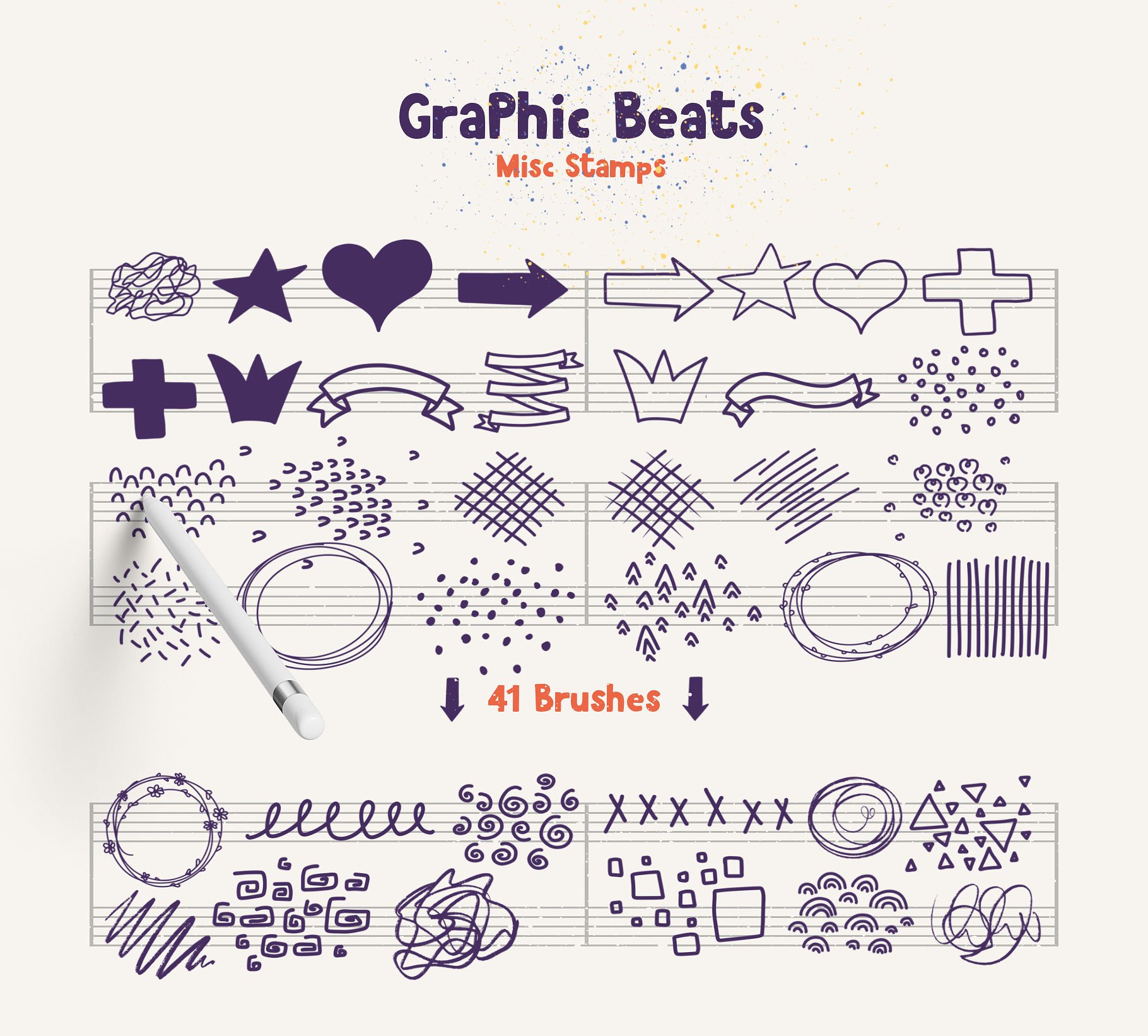 一大批艺术笔刷合辑下载 Graphic Beats Brushes for ProCreate [abr]插图1