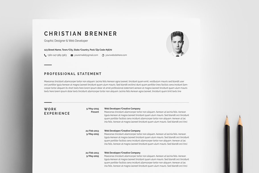 极简主义个人电子简历设计模板（4页） Minimal Resume Template 4 Pages插图