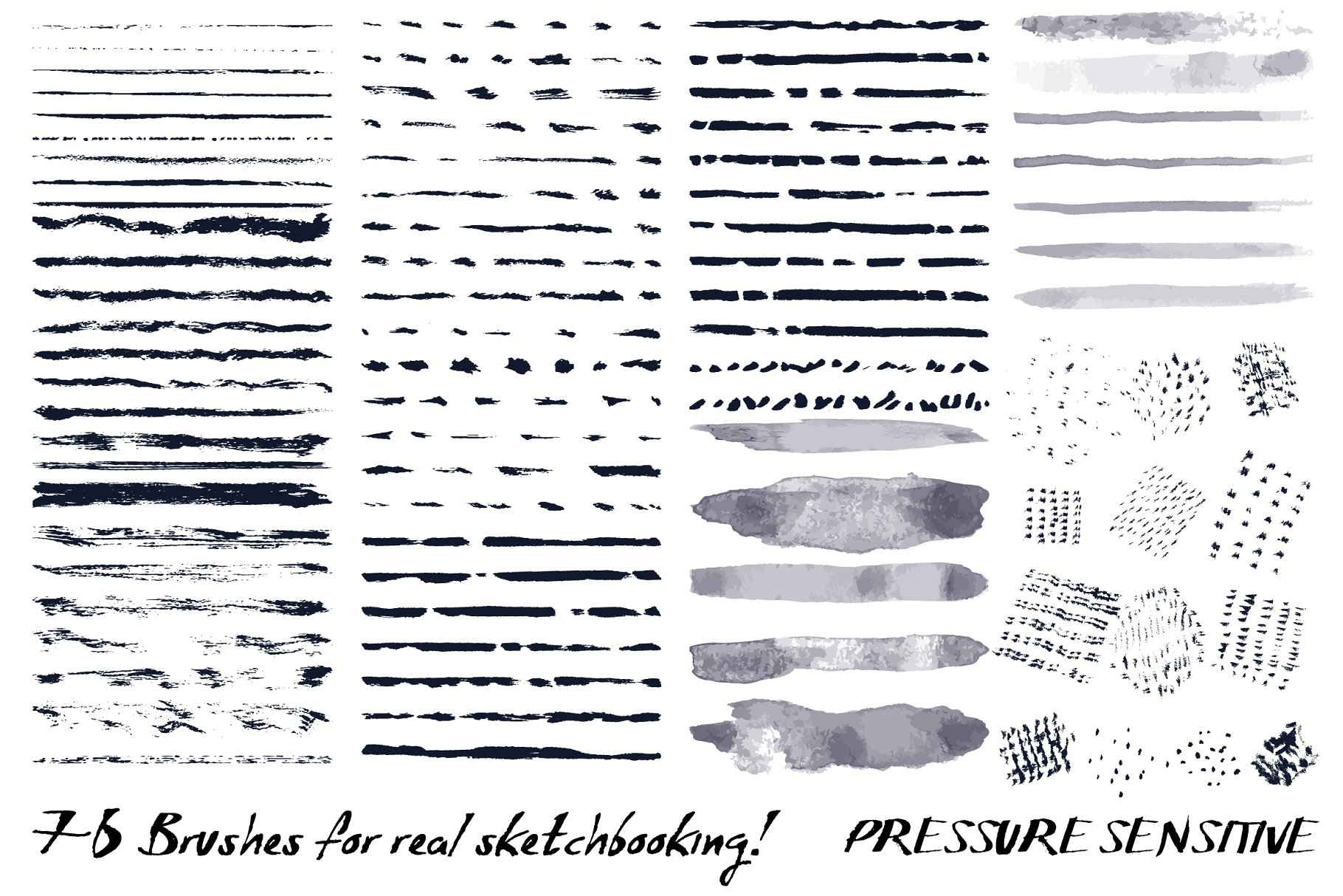 76款铅笔素描笔画AI笔刷 Sketchbook Brushes for Illustrator插图(1)