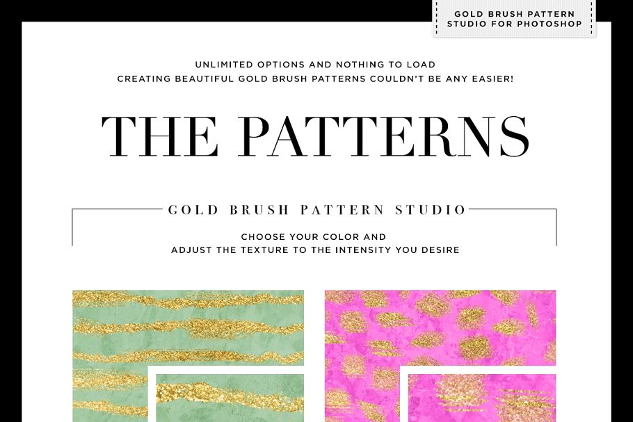 闪闪发光的金粉图层样式 Gold Brush Pattern Studio Photoshop插图3