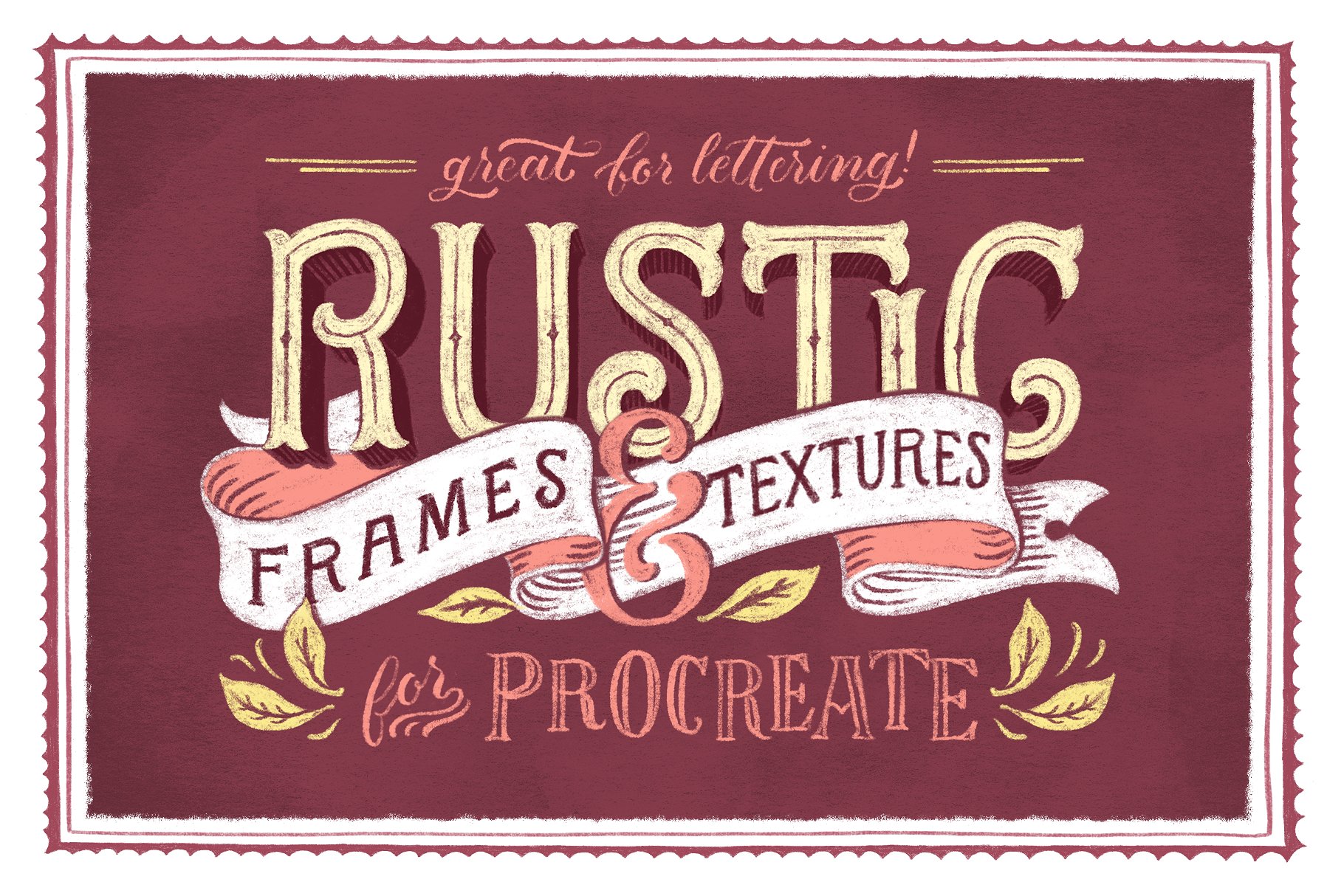 乡土风格质朴的框架与纹理 Rustic Frames & Textures – Procreate插图