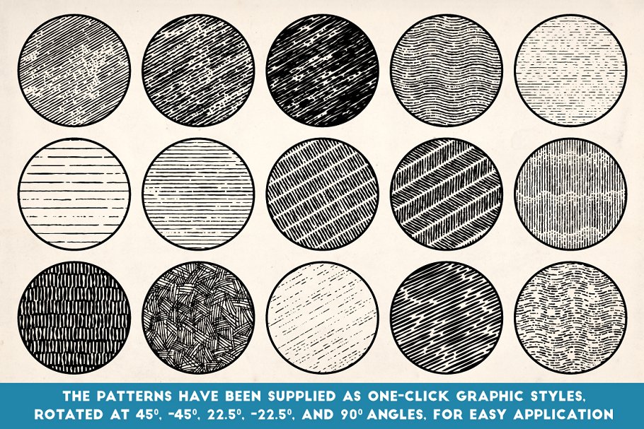 复古雕刻线条图案纹理AI图层样式 Vintage Engraved Patterns插图(5)