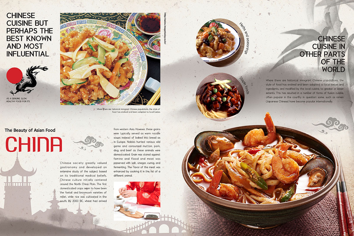中国餐厅美食菜单海报设计模板插图