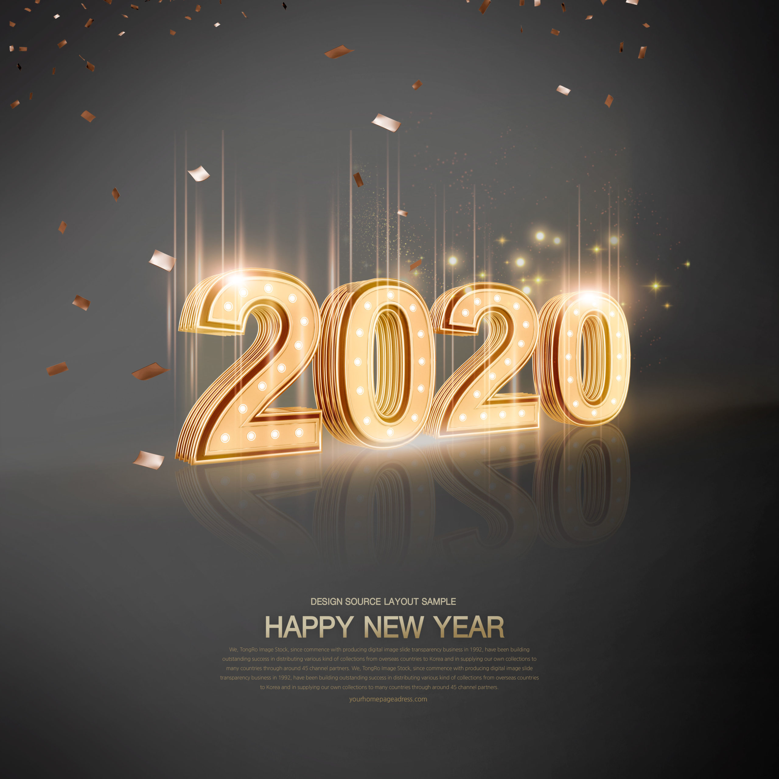 豪华金色2020新年快乐字体海报/贺卡/传单设计素材合集插图(4)