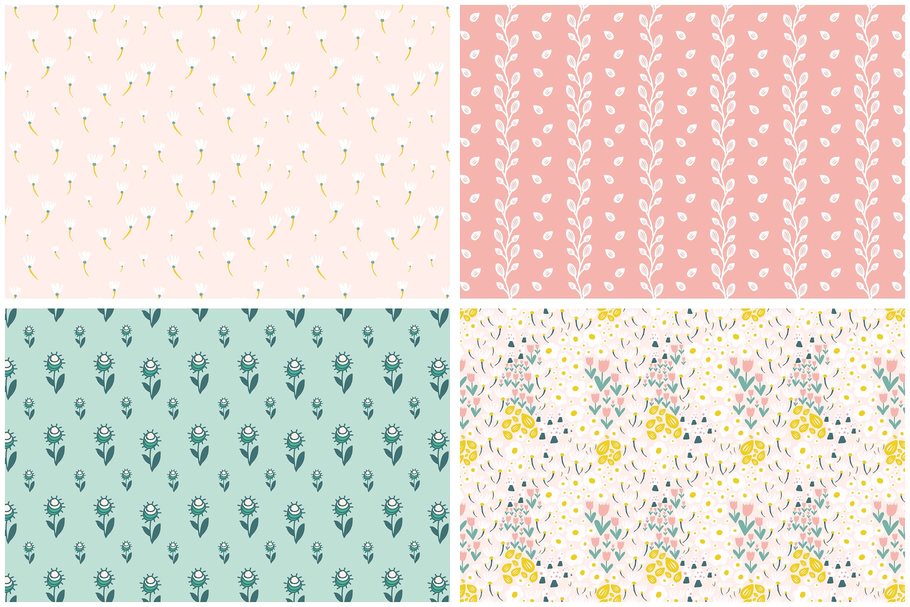 春天花卉图案纹理 Spring Flowers Pattern Collection插图(3)