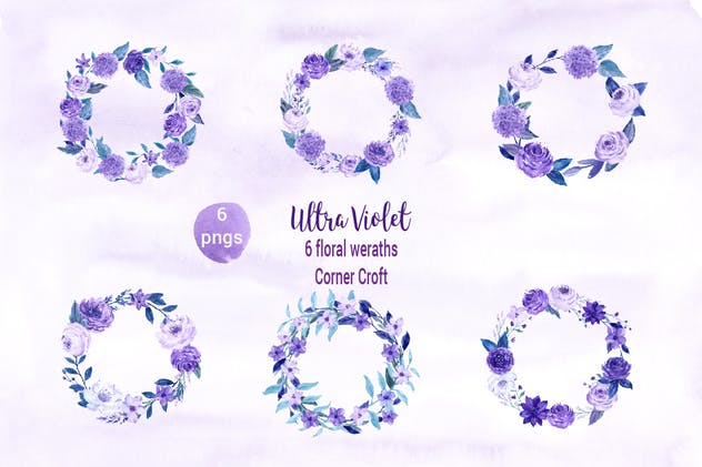紫罗兰水彩纹理/图案合集 Watercolor Ultra Violet Collection插图(4)