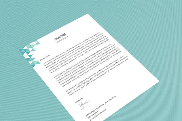 企业品牌办公用品样机模板 Branding Identity Mock Up – Teal Tirangles插图(6)