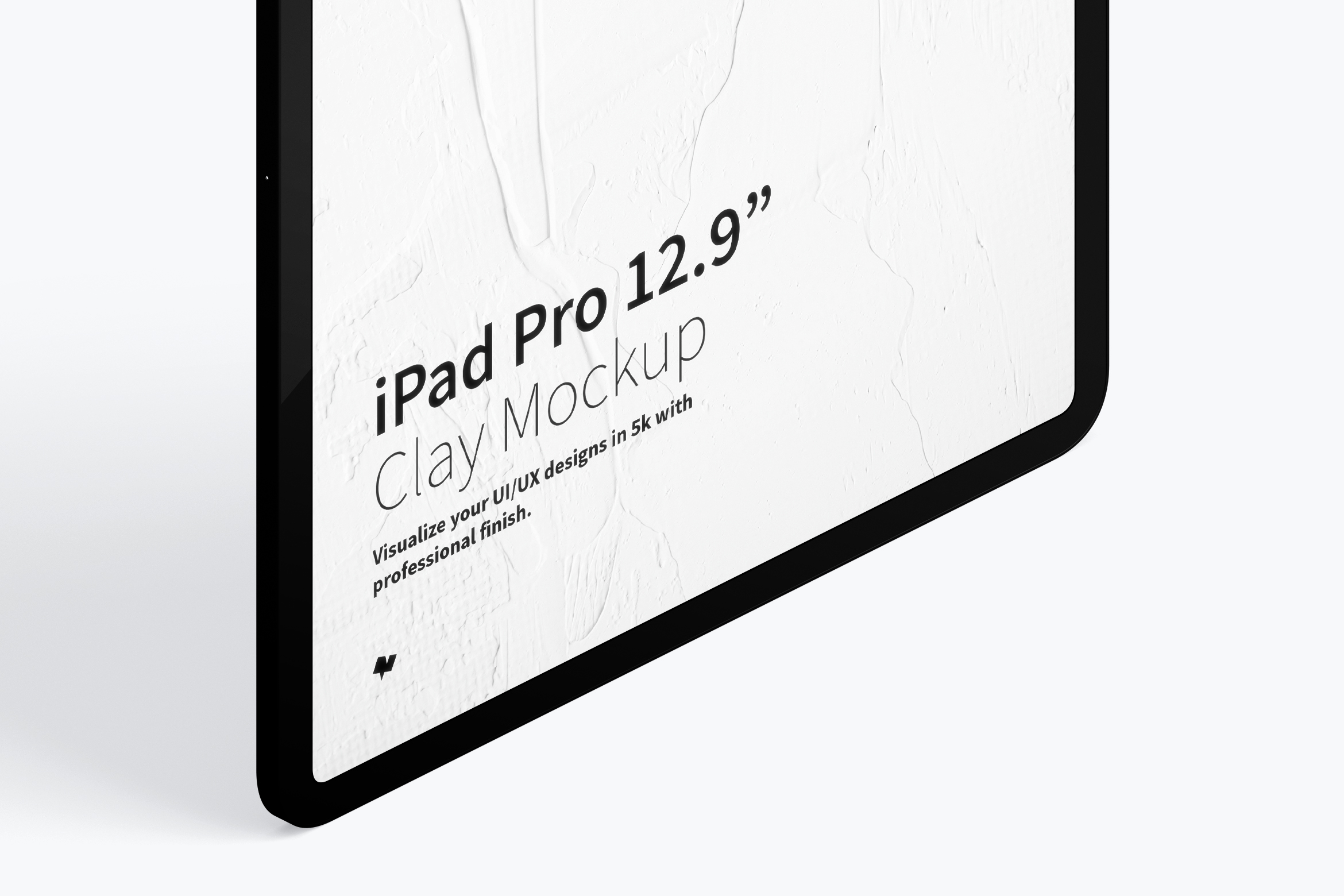 iPad Pro平板电脑UI设计效果图右视图样机02 Clay iPad Pro 12.9” Mockup, Isometric Right View 02插图(2)