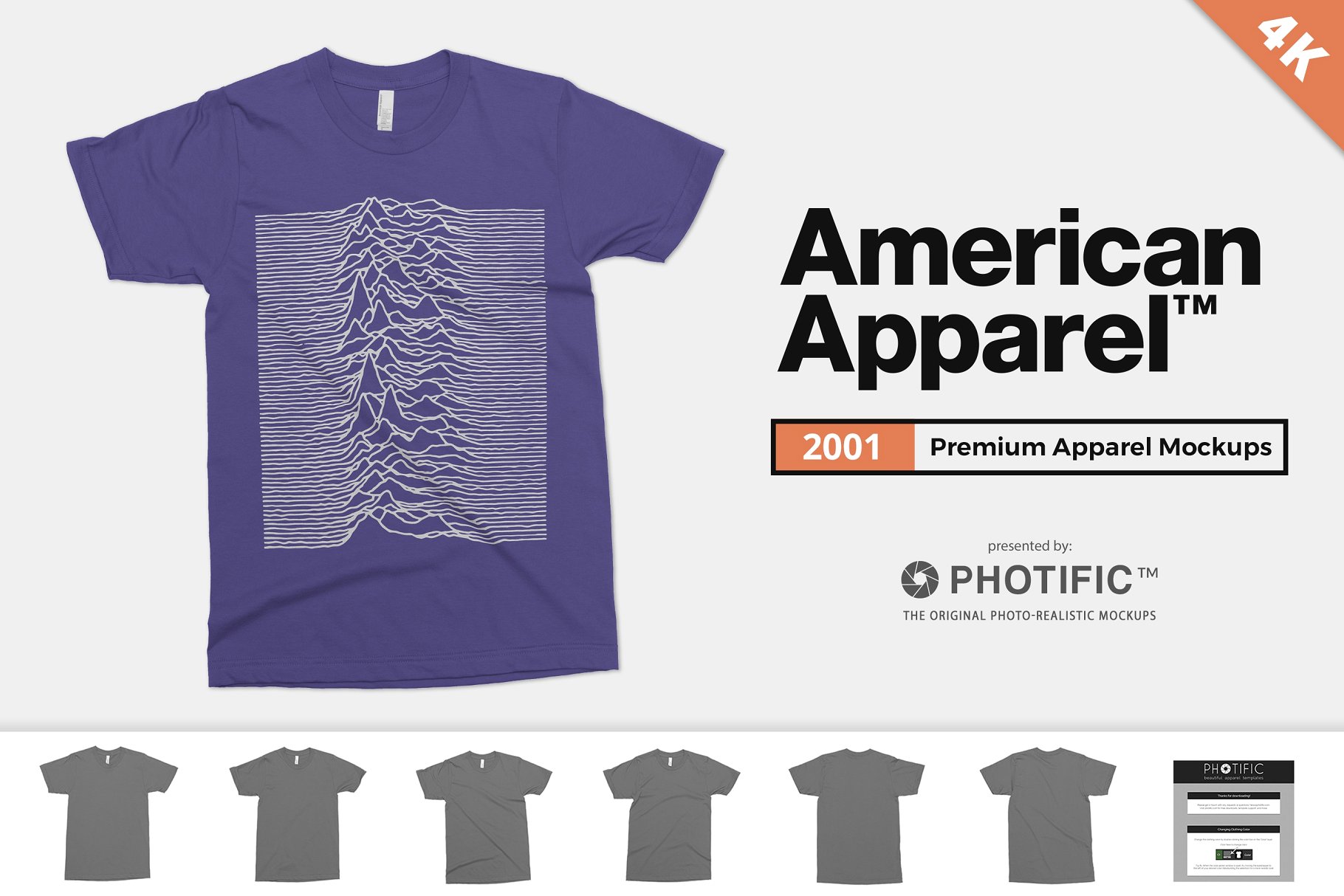 美式男士T恤样机模板 American Apparel 2001 Shirt Mockups插图