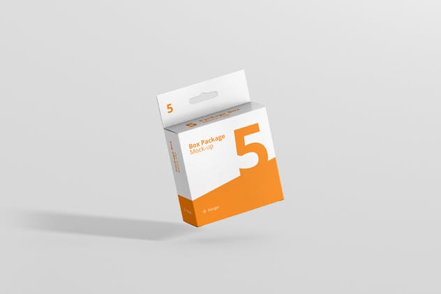 挂钩式扁平方形包装盒样机 Package Box Mockup – Flat Square with Hanger插图(1)