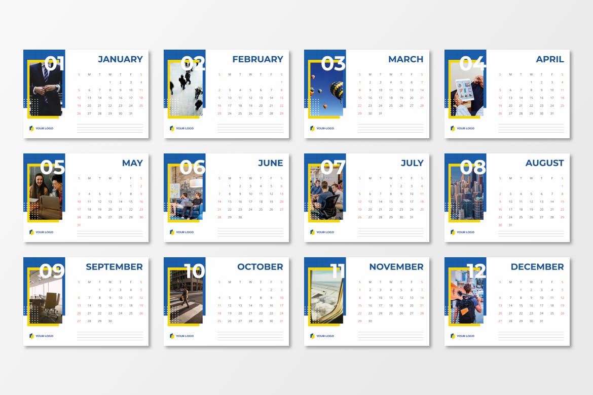 2020年建筑艺术活页日历表设计模板 Calendar 2020插图4