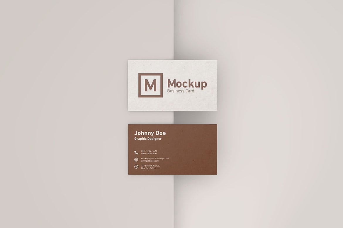 高端企业商务名片设计效果图样机模板 Elegant Business Card Mockup插图1