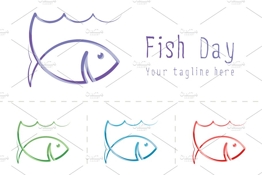 钓鱼日Logo模板 Fish Day Logo插图(1)