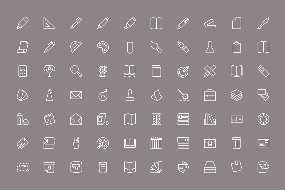 125+办公文具矢量图标  125+ Stationery Vector Icons插图(1)