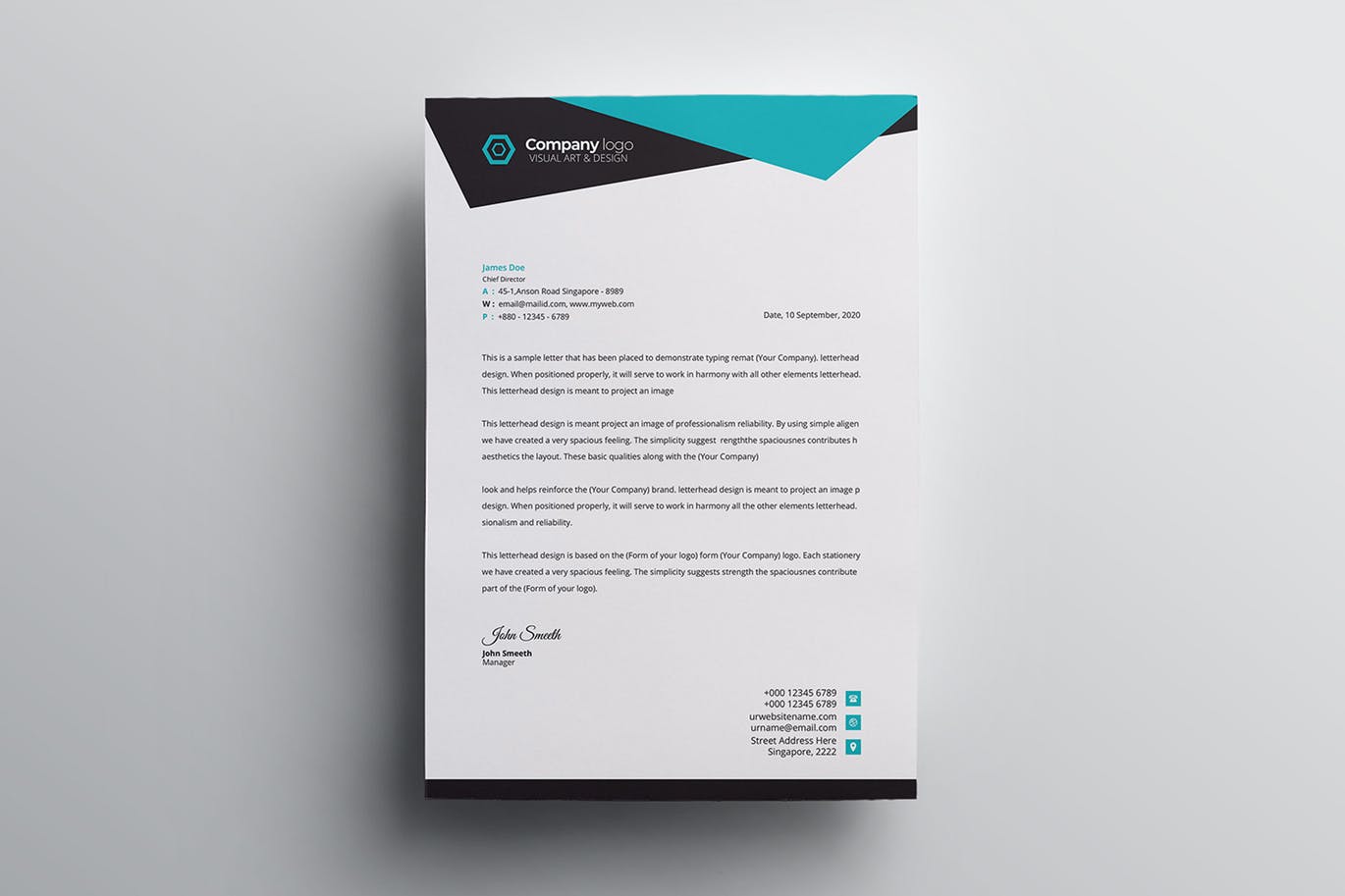 信息科技企业信封设计模板v5 Letterhead插图(4)