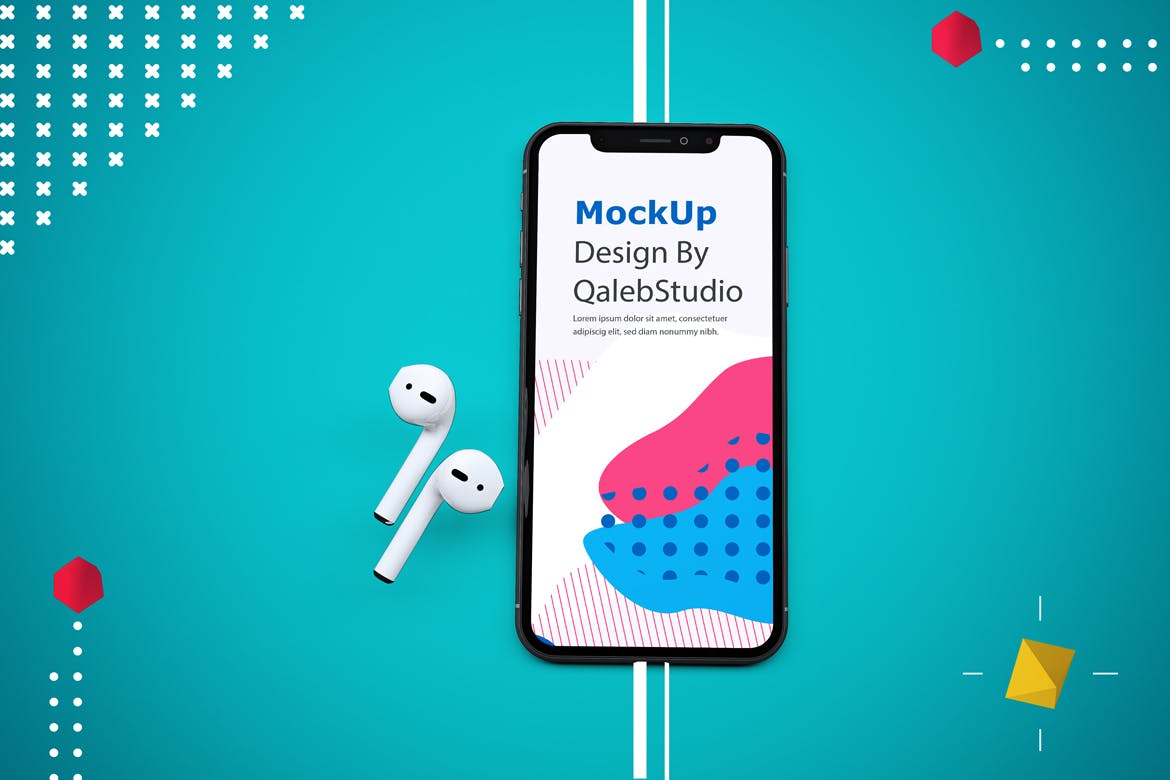 创意在线听歌音乐APP应用UI设计效果样机模板 Abstract Music App MockUp插图(4)