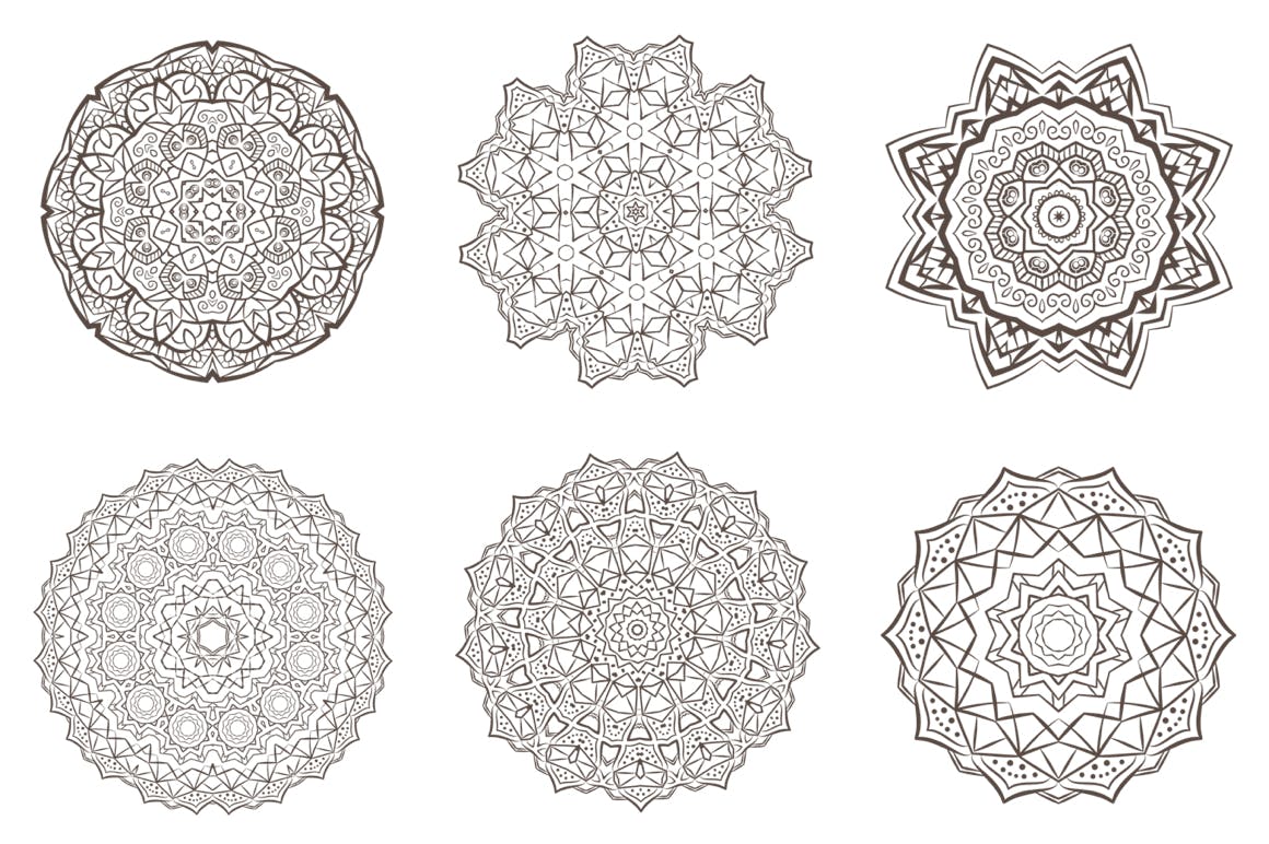 69种曼陀罗花矢量几何图形设计素材包 69 Vector Mandala – All Kinds of Complexity Set插图(1)